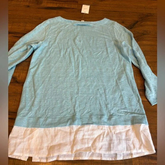J. Jill Layered Hem Linen Tunic Clear Sky Blue Women’s XS NWT - Picture 5 of 5